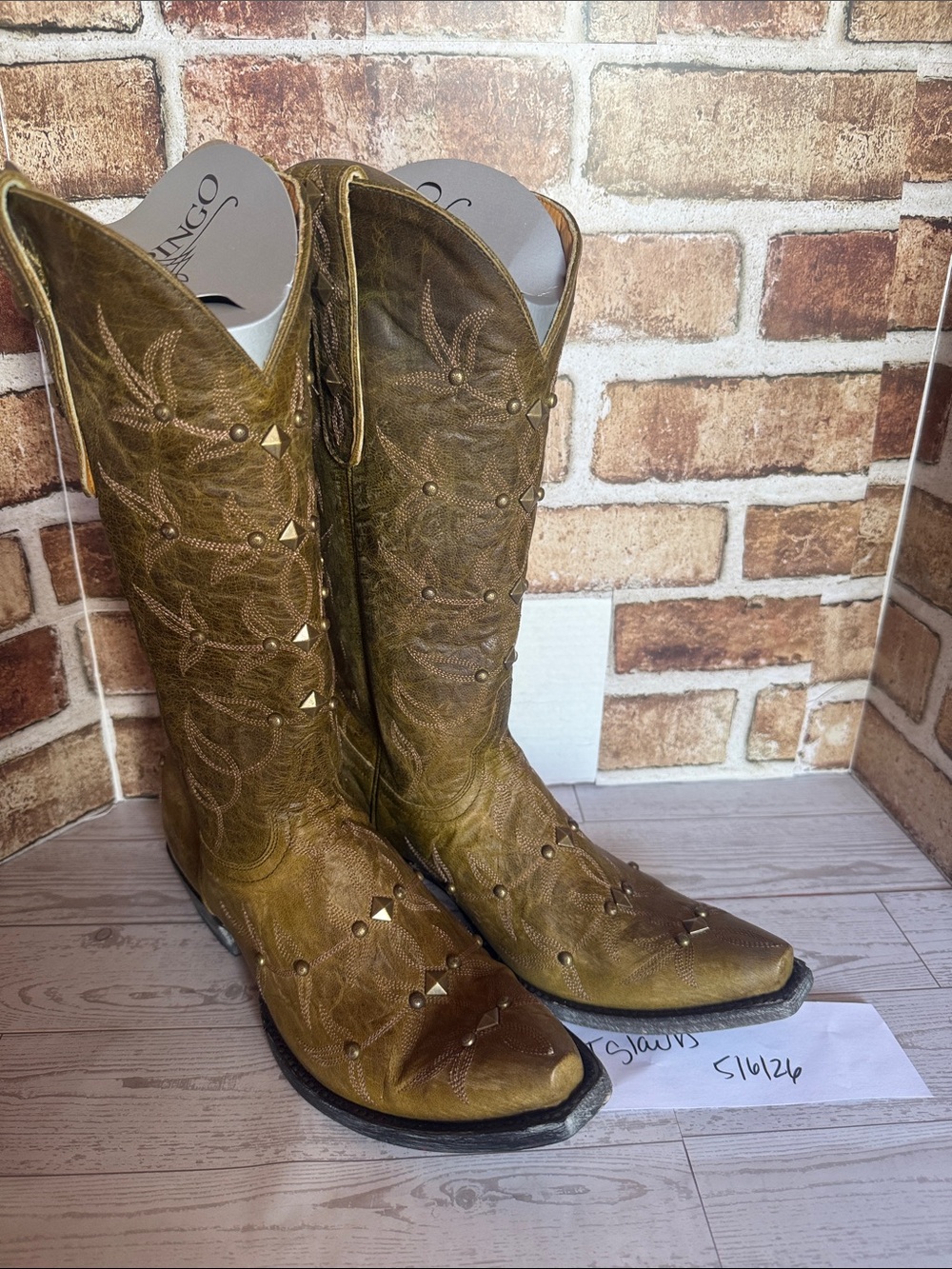 Old Gringo Polo Stud Olive Green Studded Western Boots